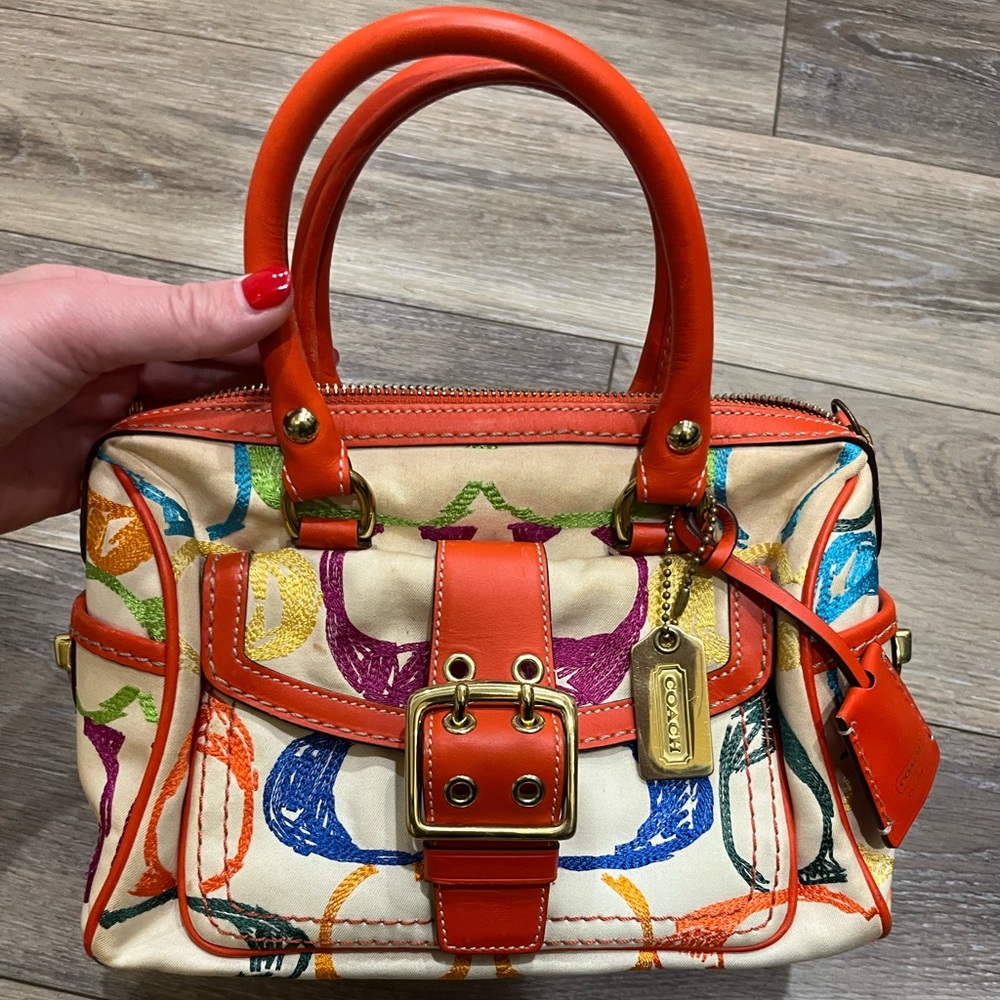 Coach Orange Satchel with Structured Design
